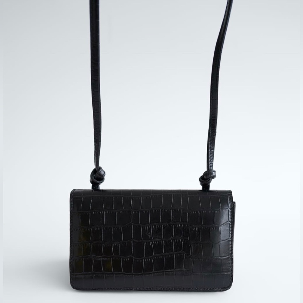 Zara black faux leather crossbody bag